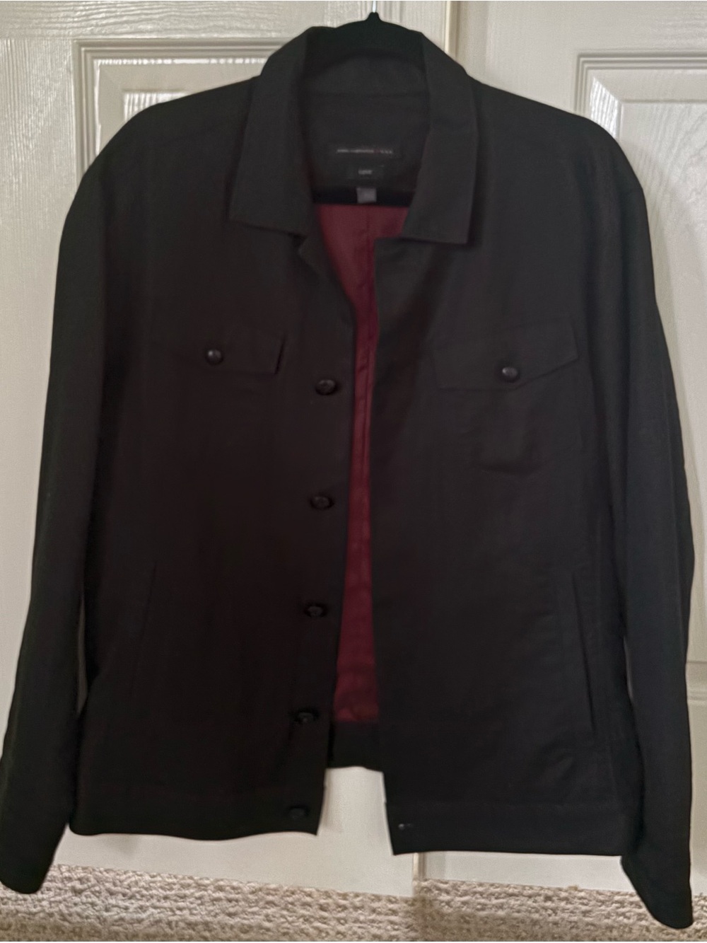 Stylish John Varvatos L.  Black Cotton/linen Trucker Lined Jacket EXCELLENT